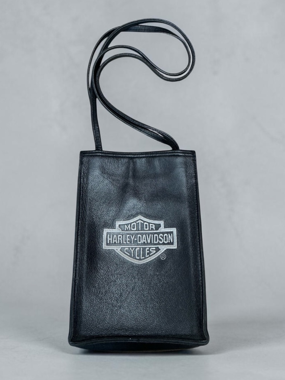 Harley Davidson Motorcycles Black Leather Embroidered Purse Shoulder